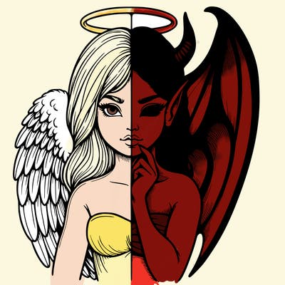 realistic angel half demon