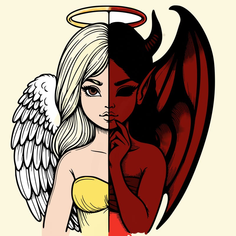 realistic angel half demon