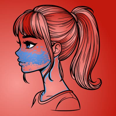 realistic woman with a pony tail hair style