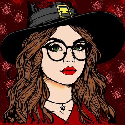 a witch with glasses realistic