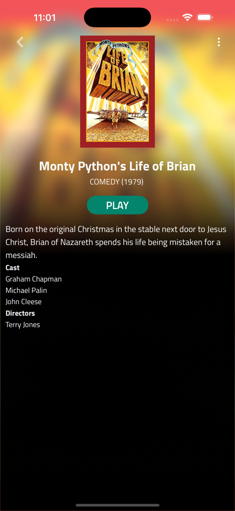 Movies +: Movies & TV Shows - Página de detalles de la película Monty Pythons Life of Brian en la aplicación Movies Plus