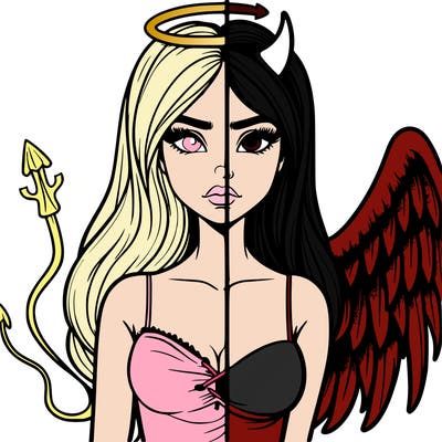 devil vs angel realistic girl