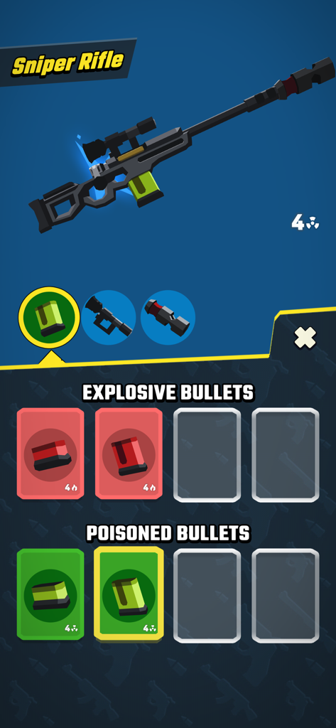 Agent Action - Spy Shooter - Tela de atualização de arma para um rifle de precisão com balas explosivas e envenenadas no jogo Agent Action