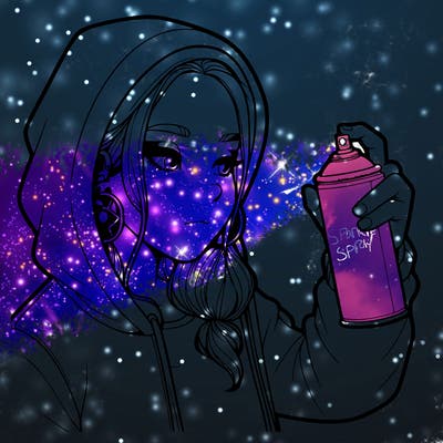 a realistic girl, spray painting