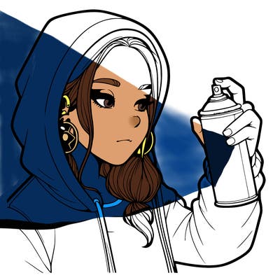 a realistic girl, spray painting