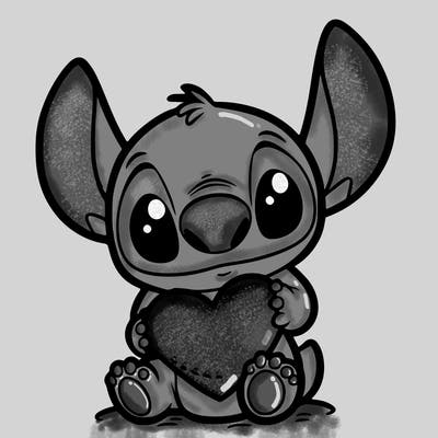 stich holding a heart