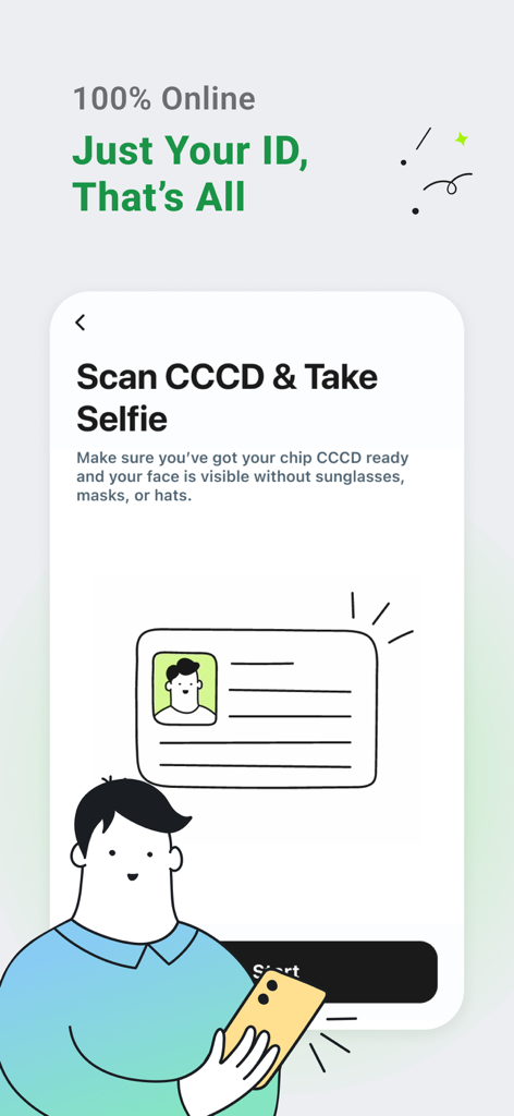 CUB Vietnam app screen showing instructions to scan CCCD ID and take a selfie for online loan verification