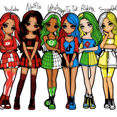 a group of girls realistic