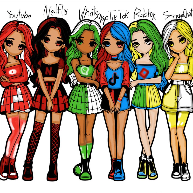 a group of girls realistic