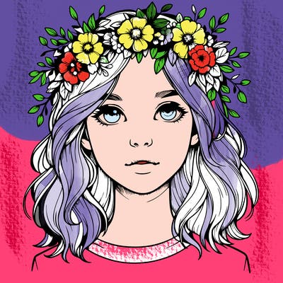realistic girl with flower crown