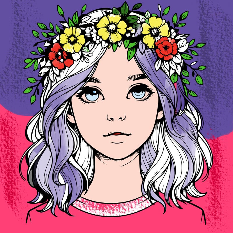 realistic girl with flower crown