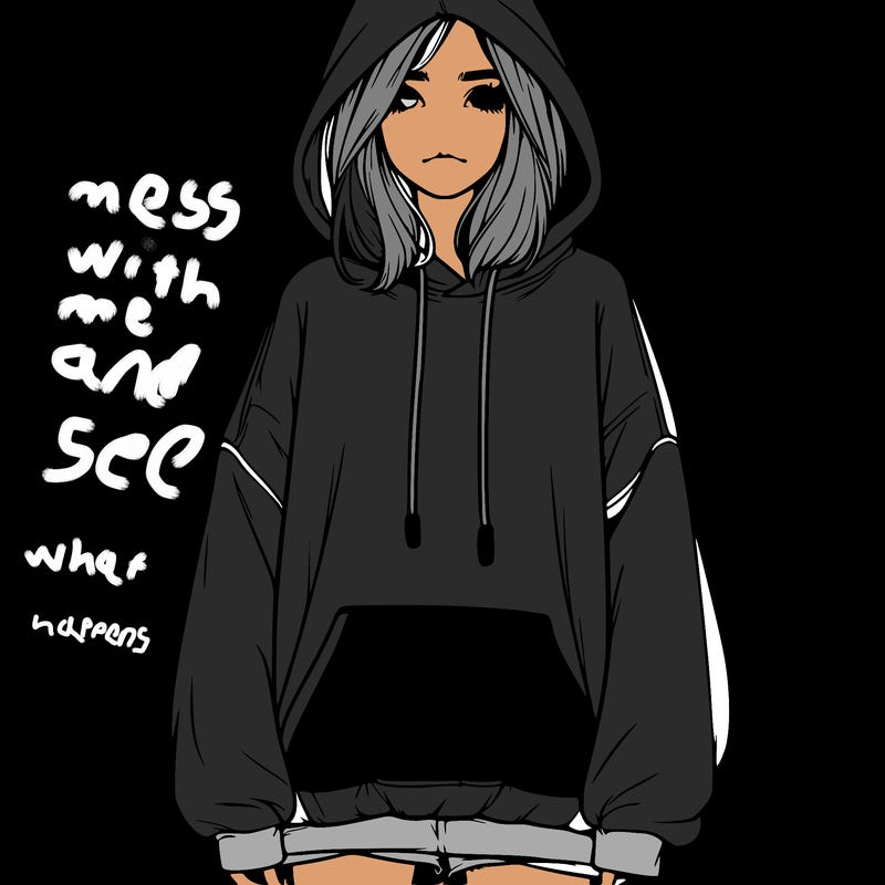 realistic girl wearing a over sized hoodie