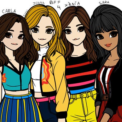 a group of girls realistic