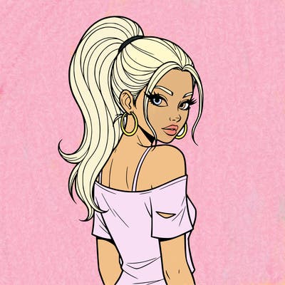 beautiful girl really thick long lashe’s that good over her head pony with front peices out his n hair ripped shirt hooped earings