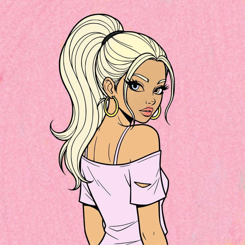 beautiful girl really thick long lashe’s that good over her head pony with front peices out his n hair ripped shirt hooped earings