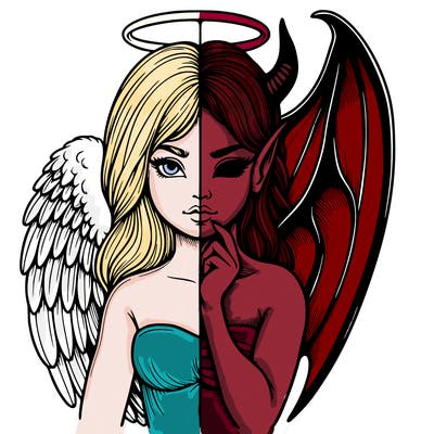 realistic angel half demon