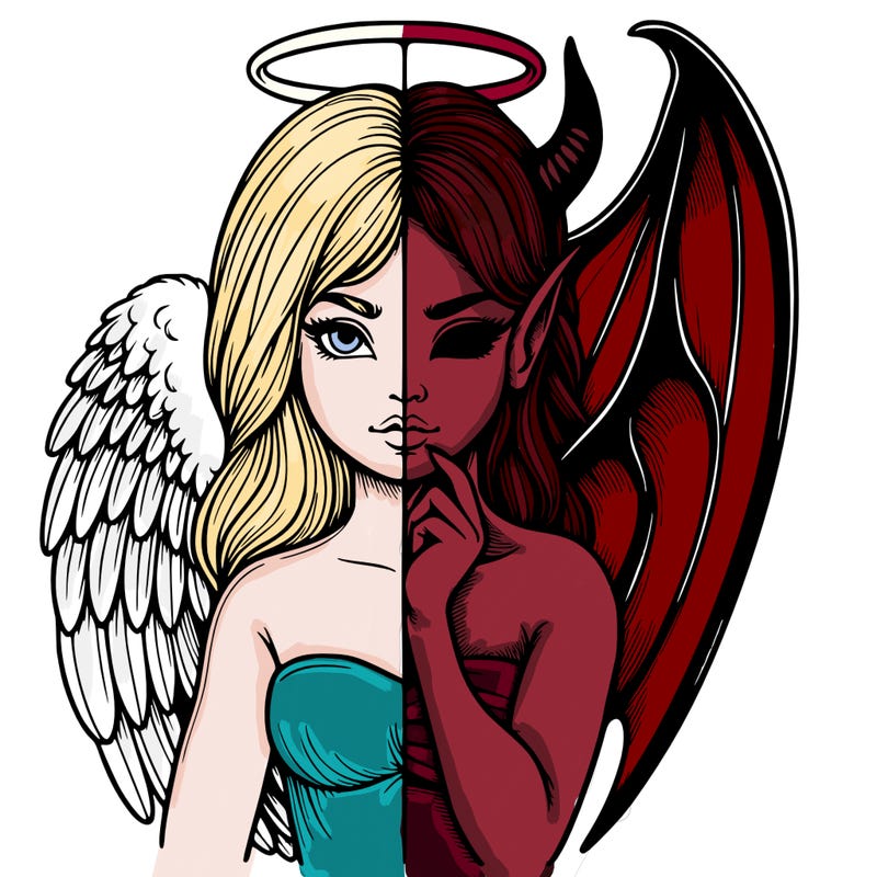 realistic angel half demon