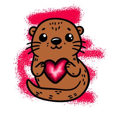 otter with a heart