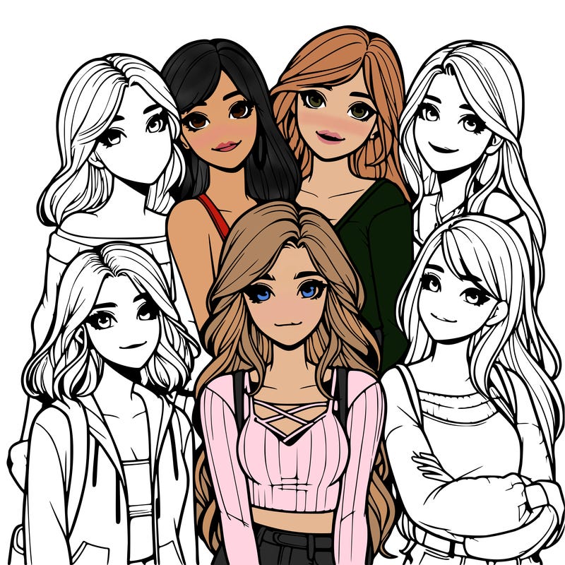 a group of girls realistic