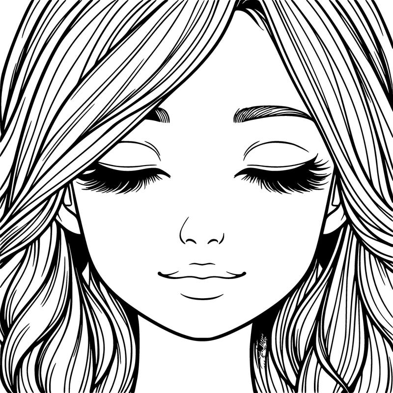 realistic girl with eyes closed