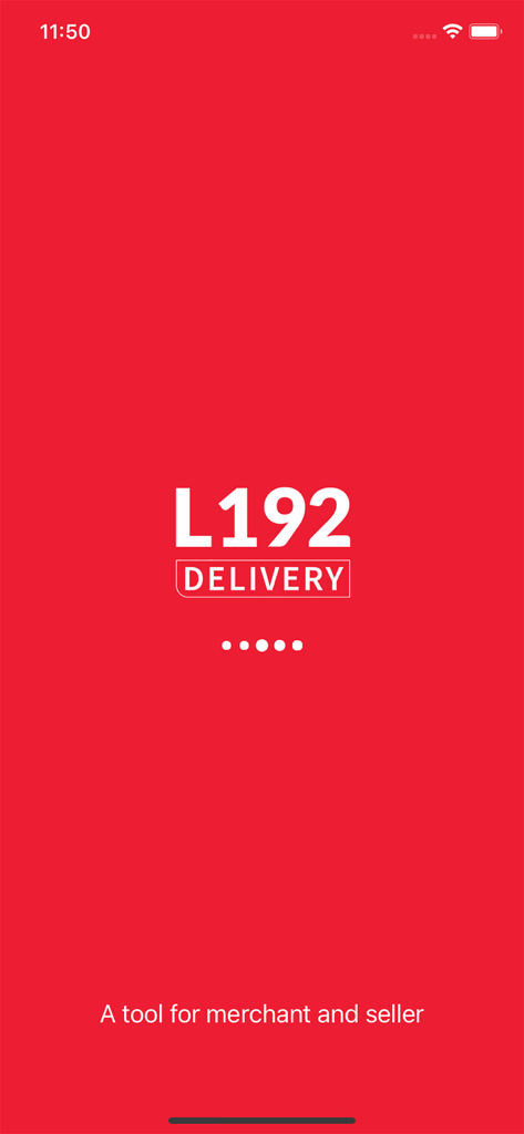 L192 Delivery and Business - L192 Delivery and Business app splash screen with red background and white text