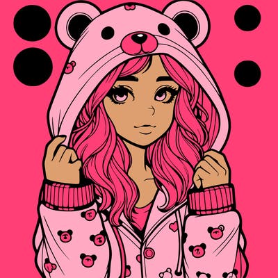 realistic girl in a animal pjs hoodie