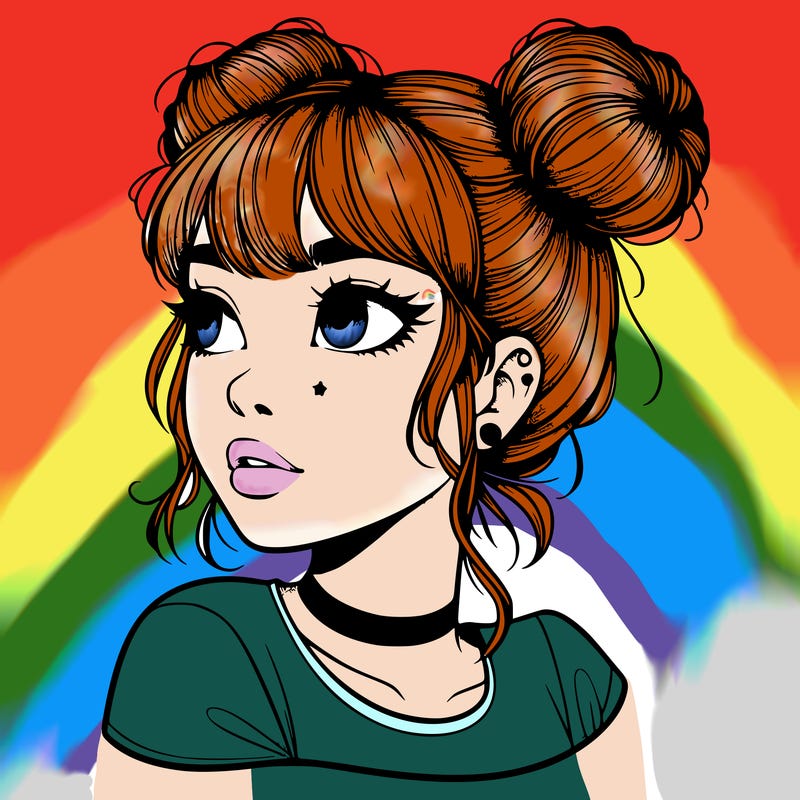 realistic girl with spacebuns