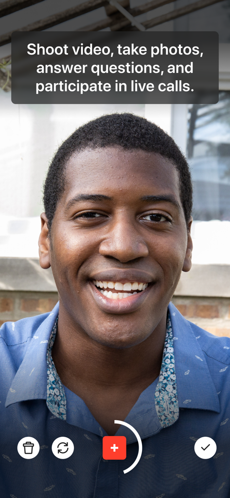 dscout - A smiling user recording a video response within the dscout mobile app