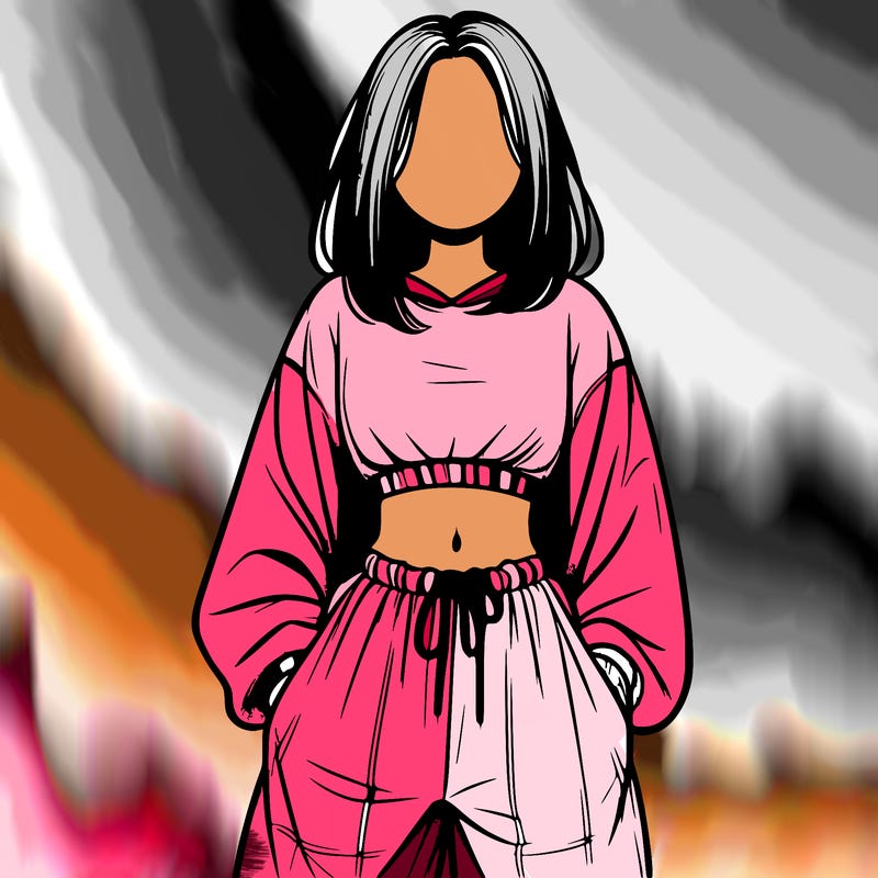 realistic girl faceless with baggy pants and a crop top