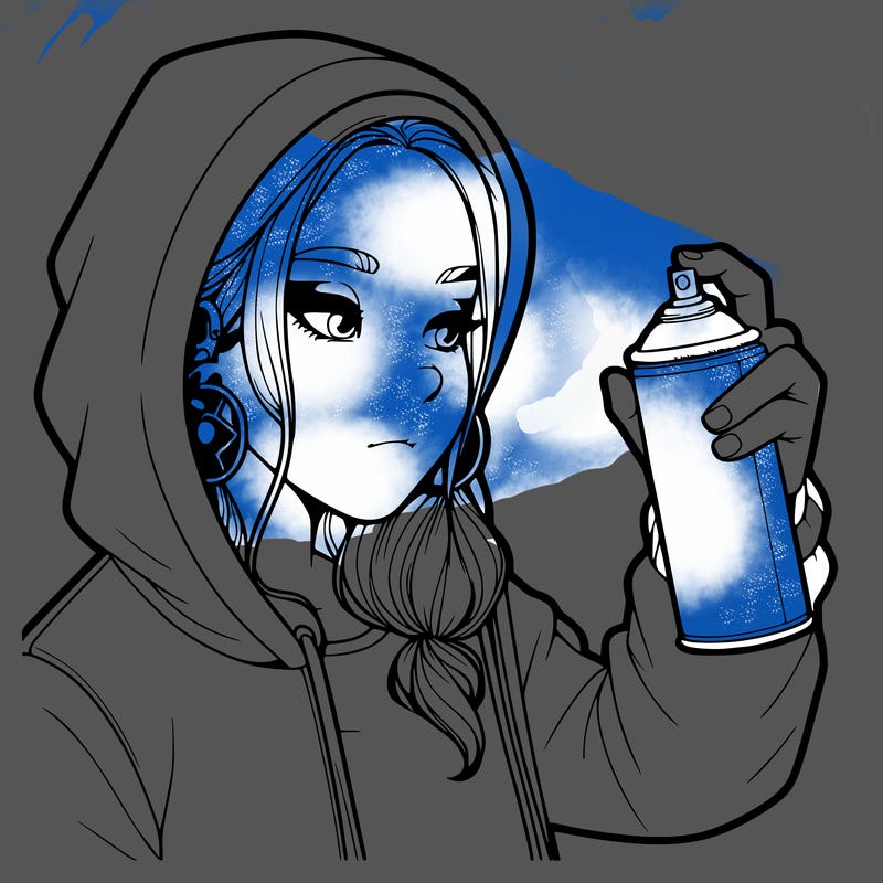 a realistic girl, spray painting