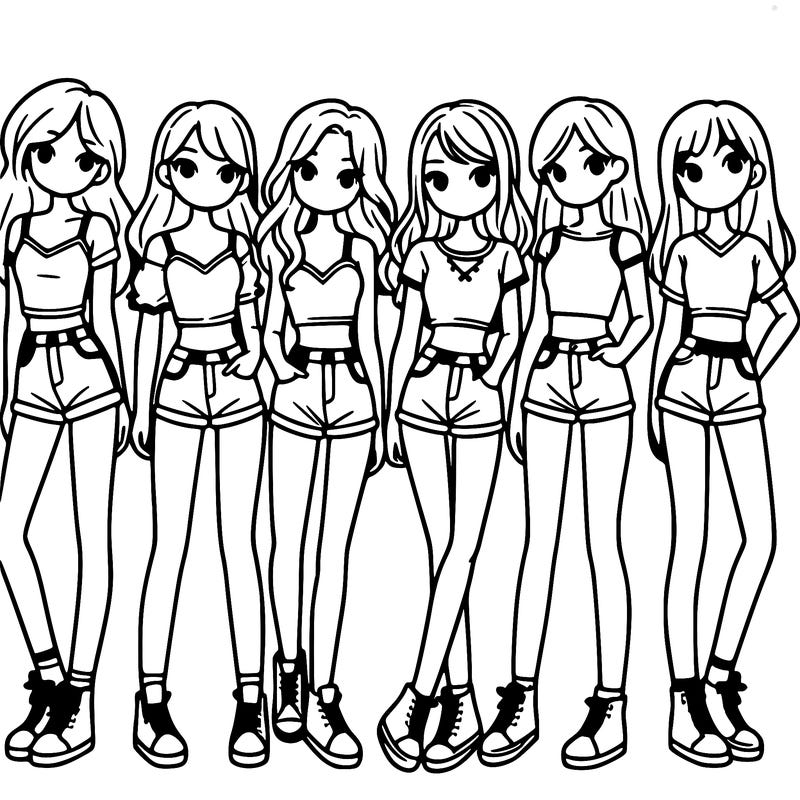 a group of girls wearing crop tops and shorts
