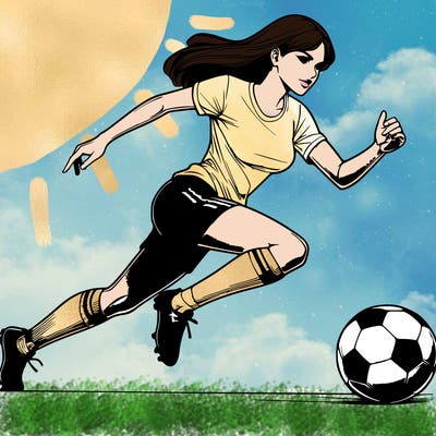 realistic woman playing soccer