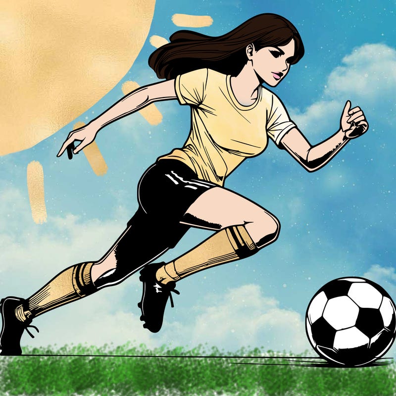 realistic woman playing soccer