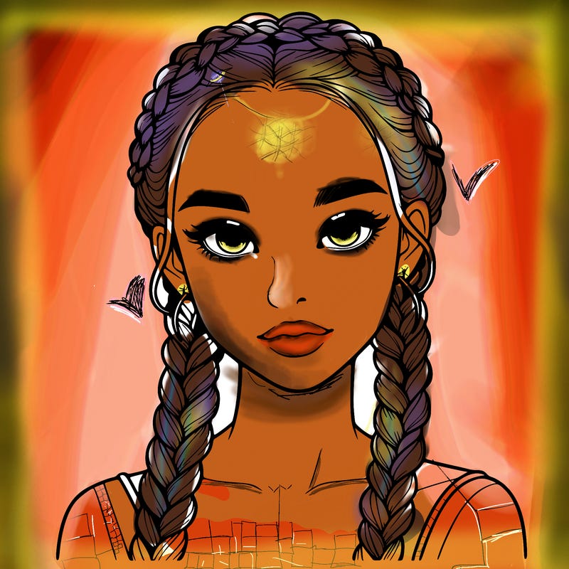 realistic girl with braids