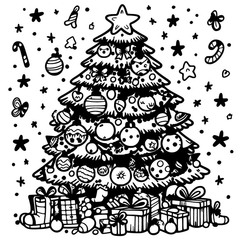 christmas tree with lots of decorations