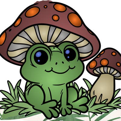 froggy with a mushroom hat
