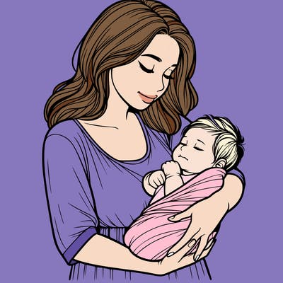 mother holding baby realistic