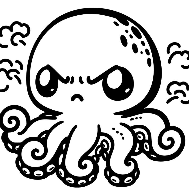 octopus angry but cute