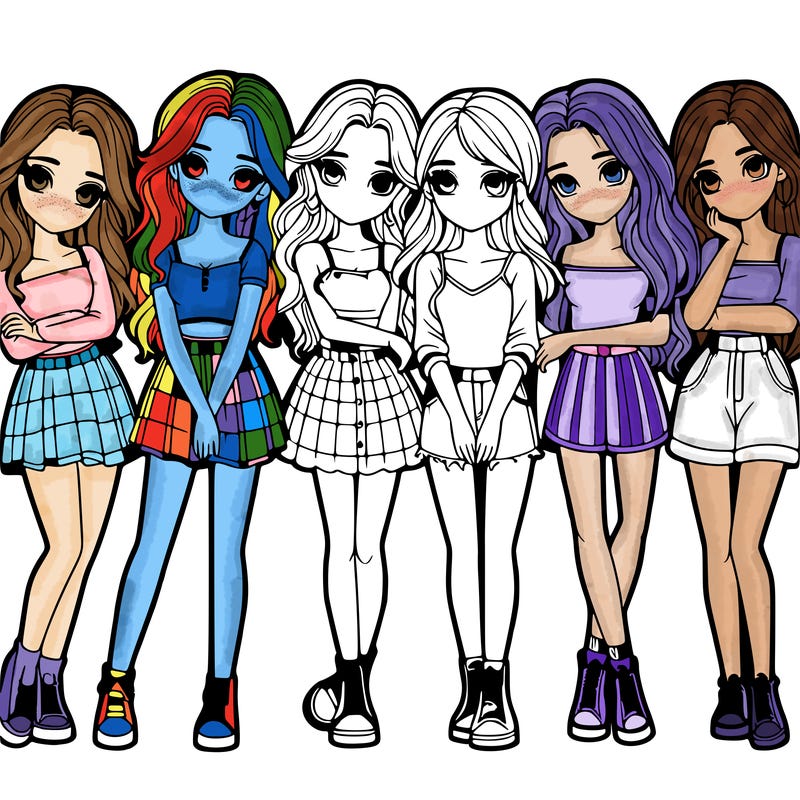 a group of girls realistic