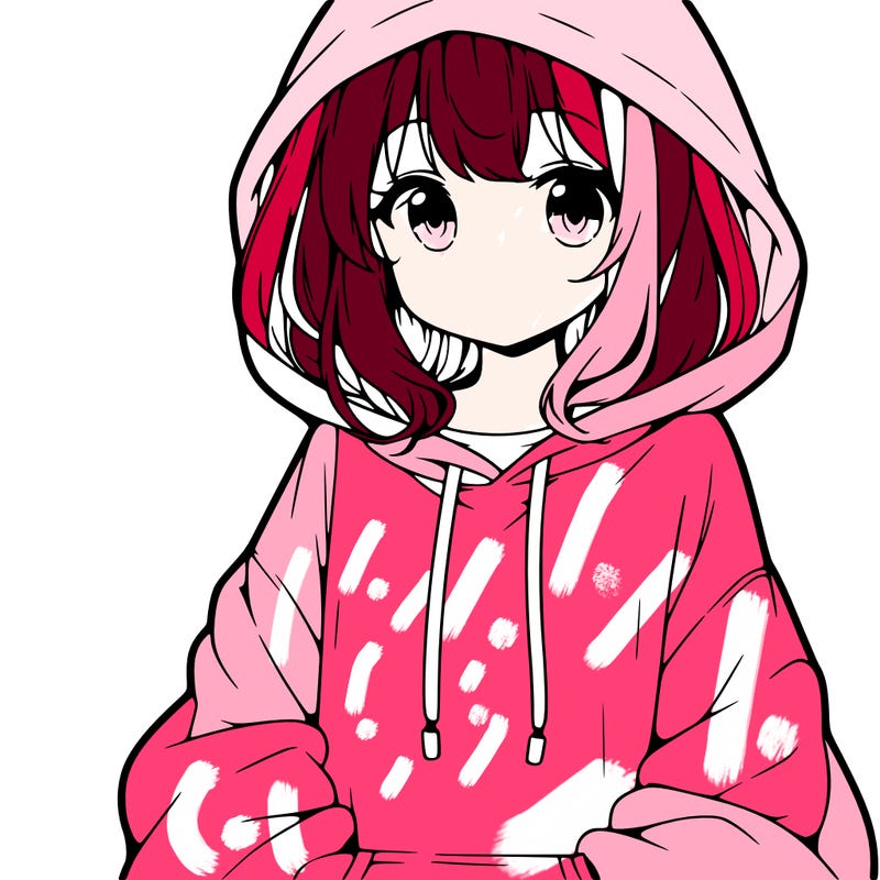 anime girl wearing an oversized hoodie