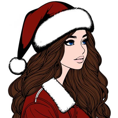 realistic girl in santa hat