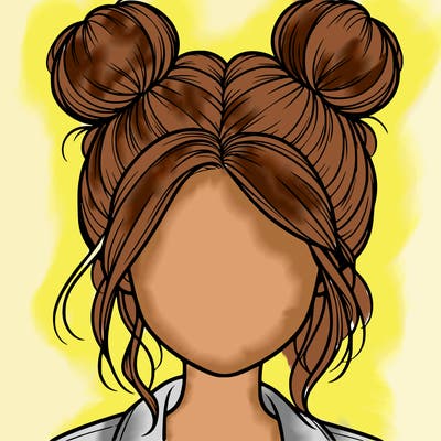 realistic girl with buns on the top of her hair
