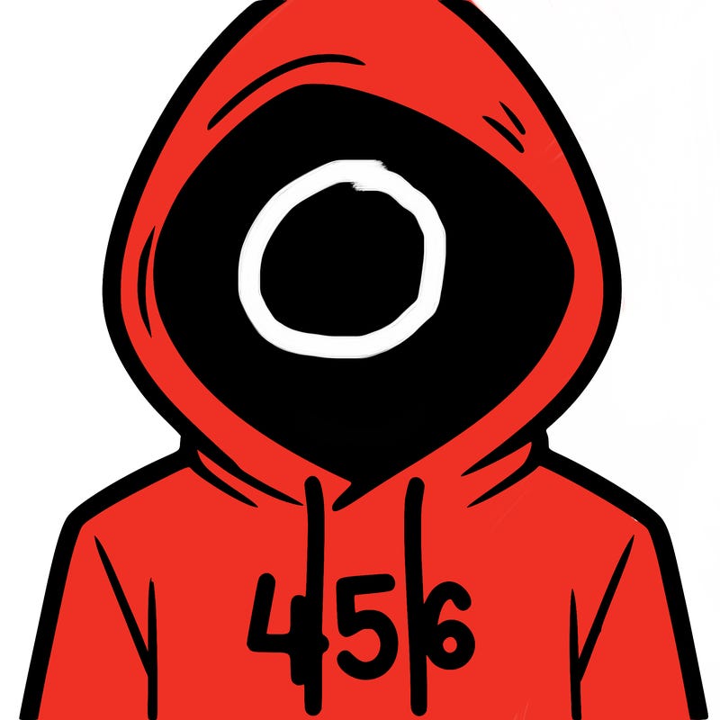 a person with non face waering a hoodie with a 456 symbol