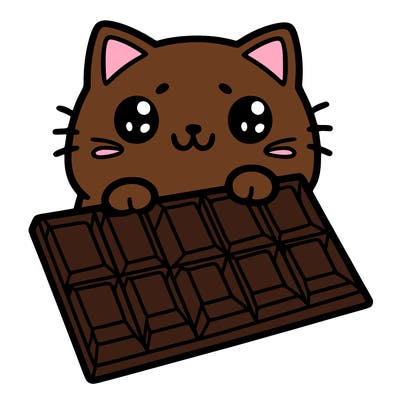chocolate bar with cat face on it