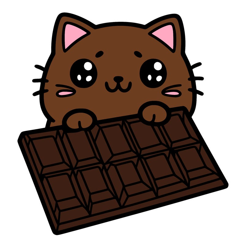 chocolate bar with cat face on it