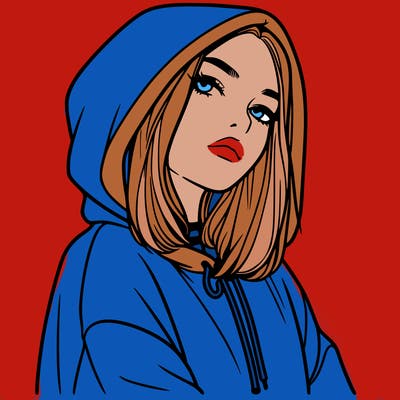 a realistic girl in a hoodie