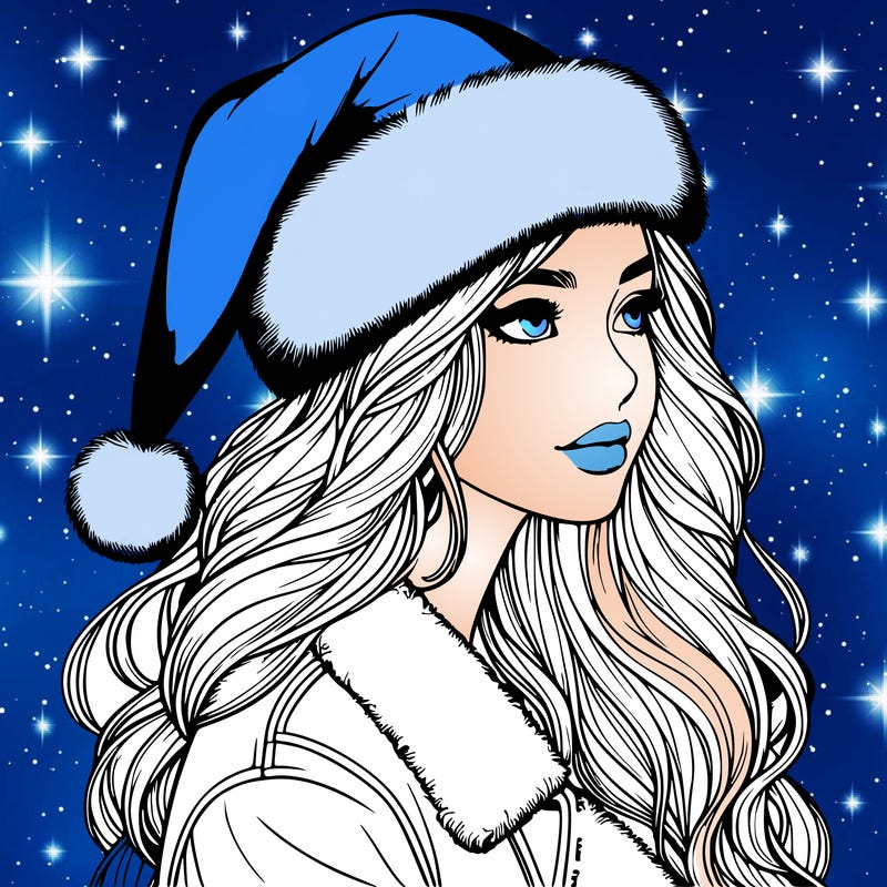 realistic girl in santa hat