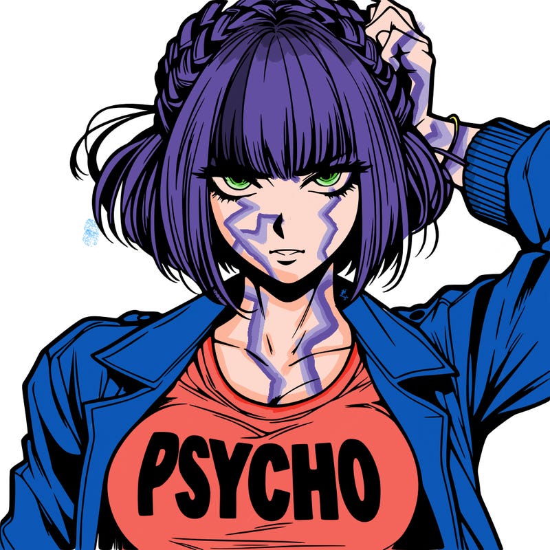 badass, pyscho female manga character