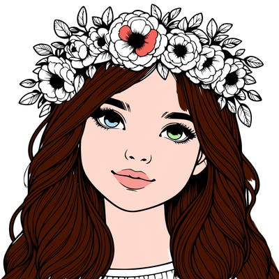 realistic girl with flower crown