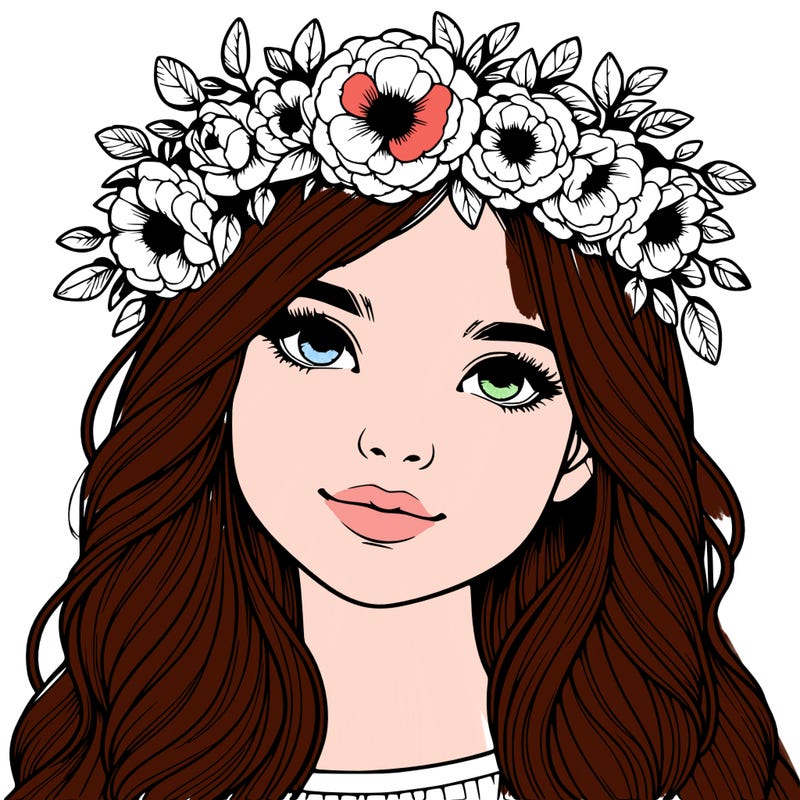 realistic girl with flower crown